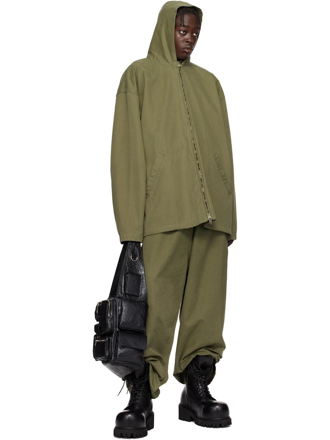 アウターその他 BALENCIAGA JACKET (571278TYI20) BALENCIAGA Men's Hooded Zip-up Jacket in Green | REVERSIBLE