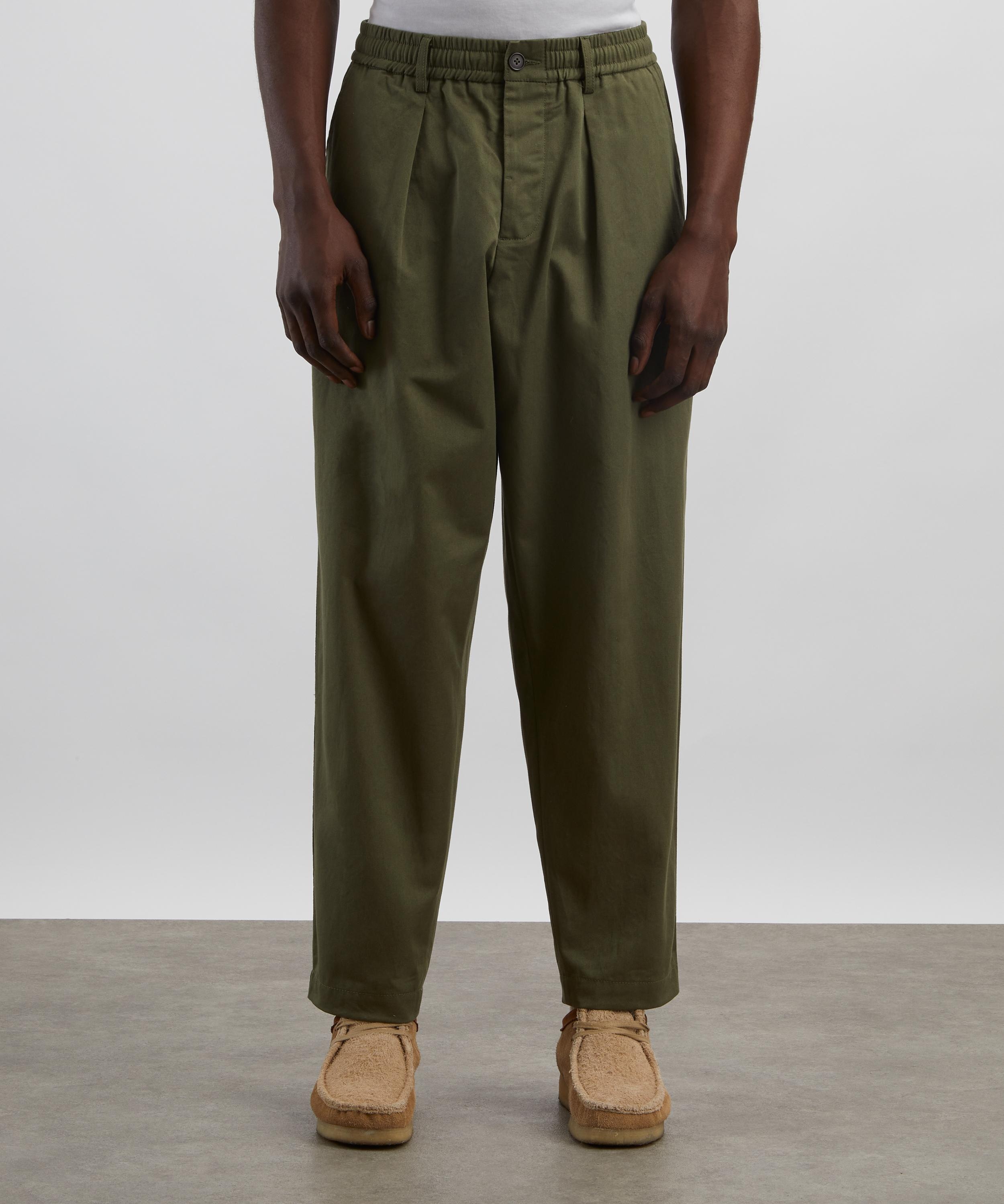 Olive Pleated Track Trousers - 3