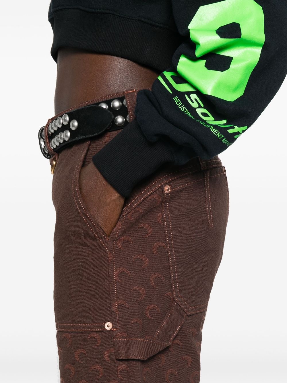 Moon-jacquard twill jeans - 5