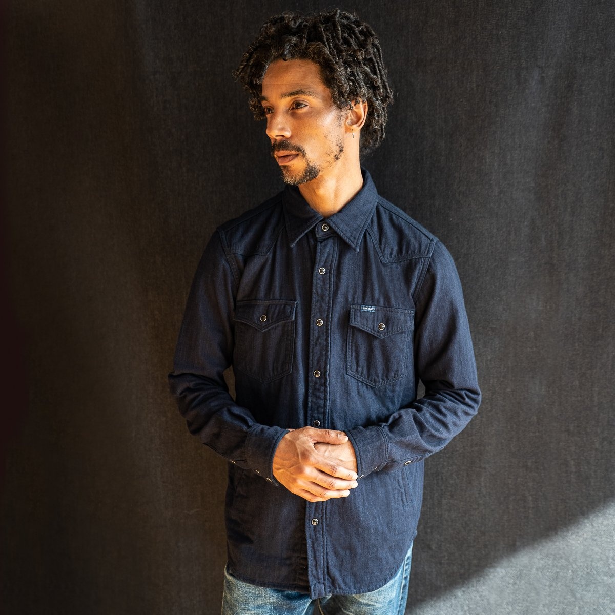 IHSH-347-IND 10oz Double Cloth Denim CPO Shirt - Indigo - 4