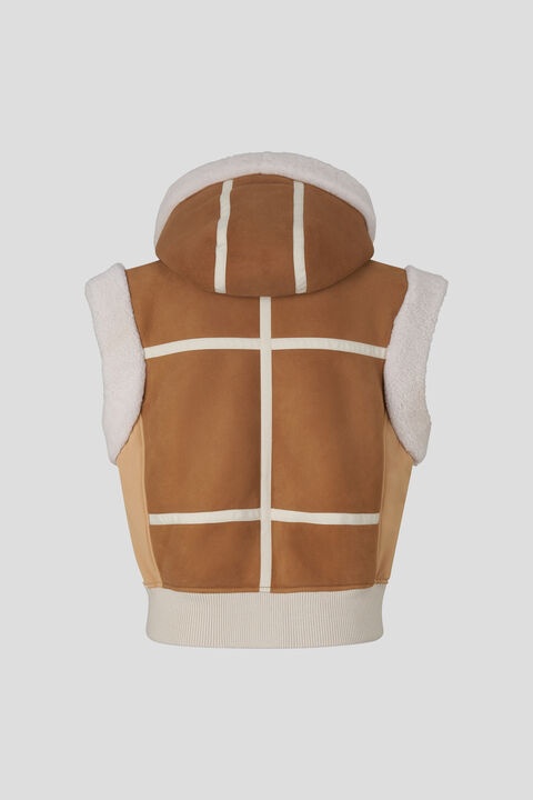 Feli Lambskin waistcoat in Camel/Off-white - 8