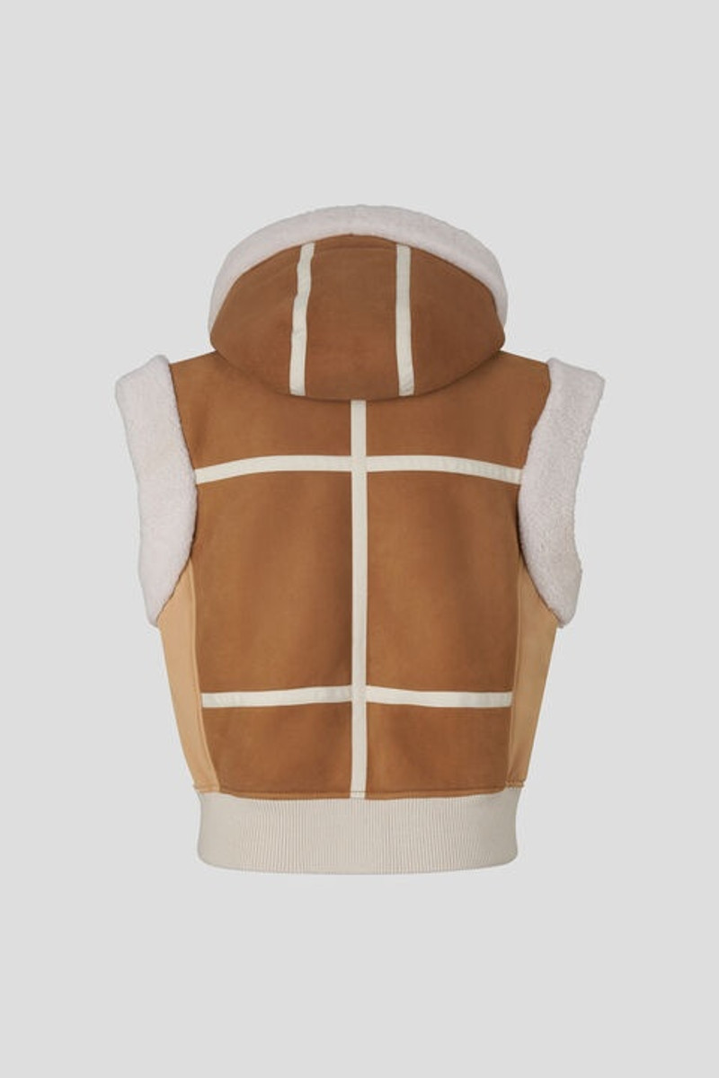 Feli Lambskin waistcoat in Camel/Off-white 8