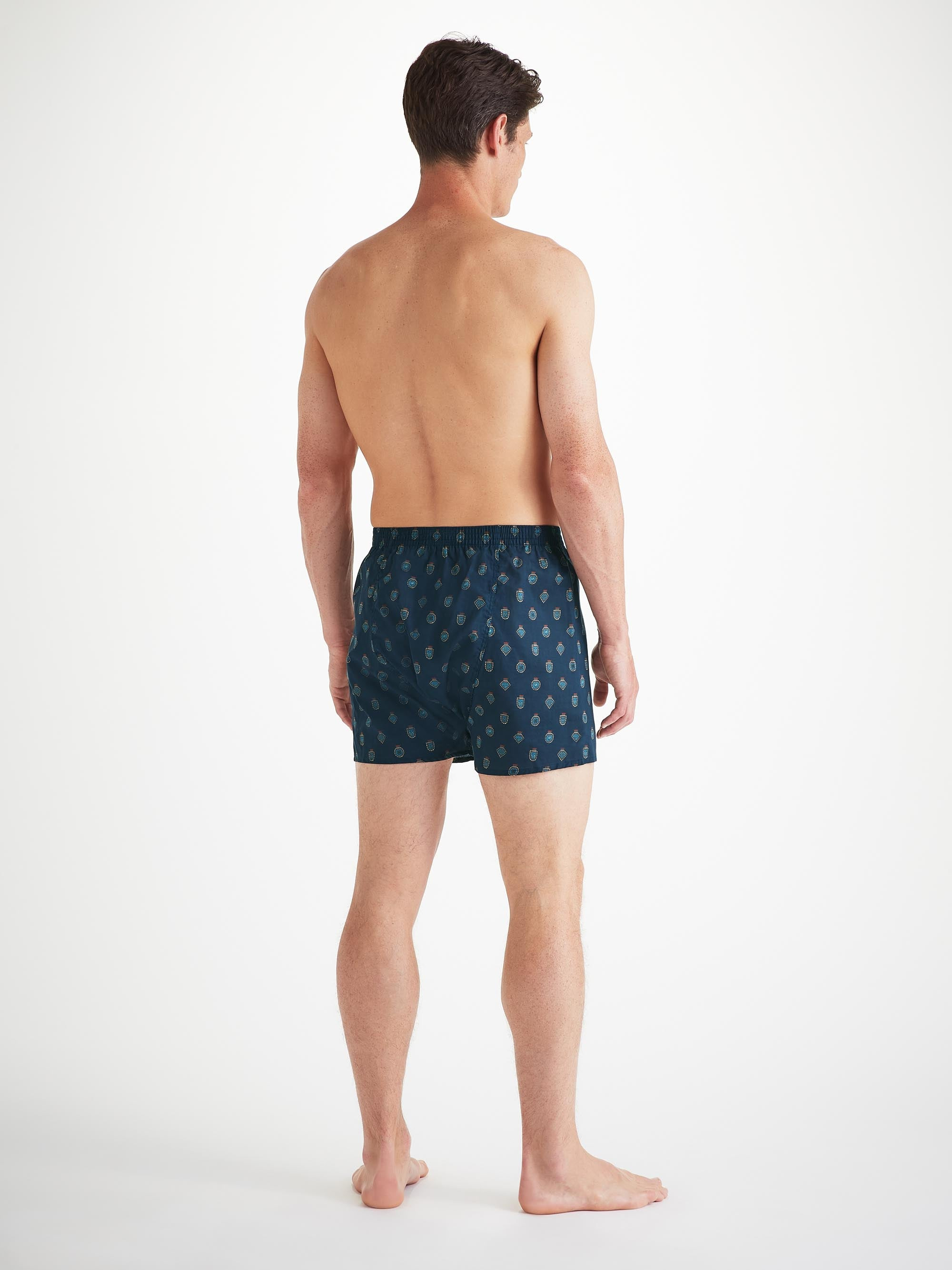 Men's Classic Fit Boxers Cotton Batiste Navy Badge Print - 4
