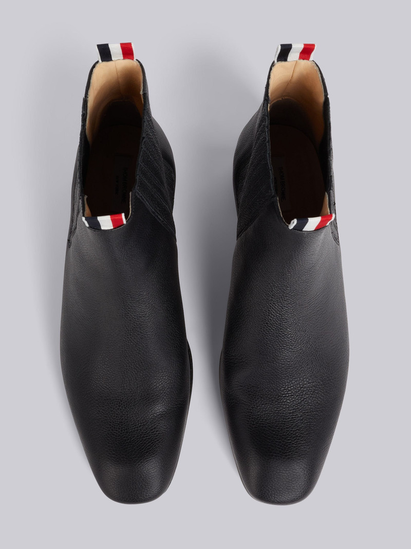 Black Pebbled Calfskin Block Heel Chelsea Boot 4