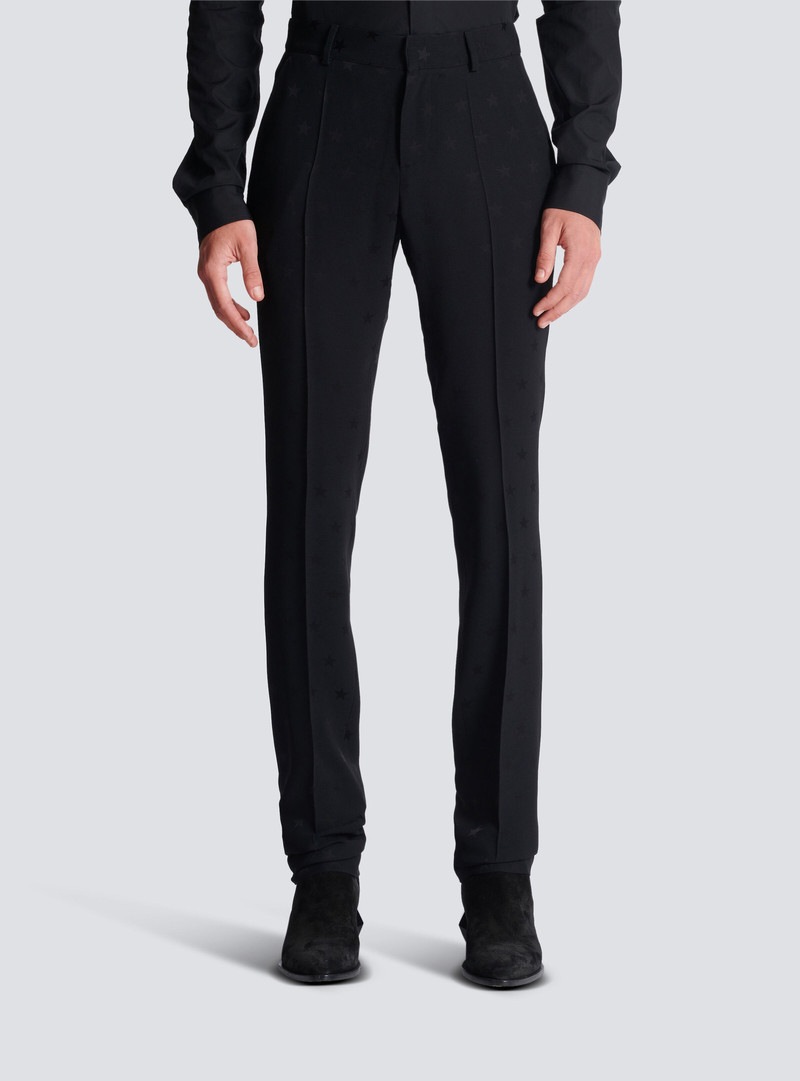 Jacquard crepe trousers with stars 5