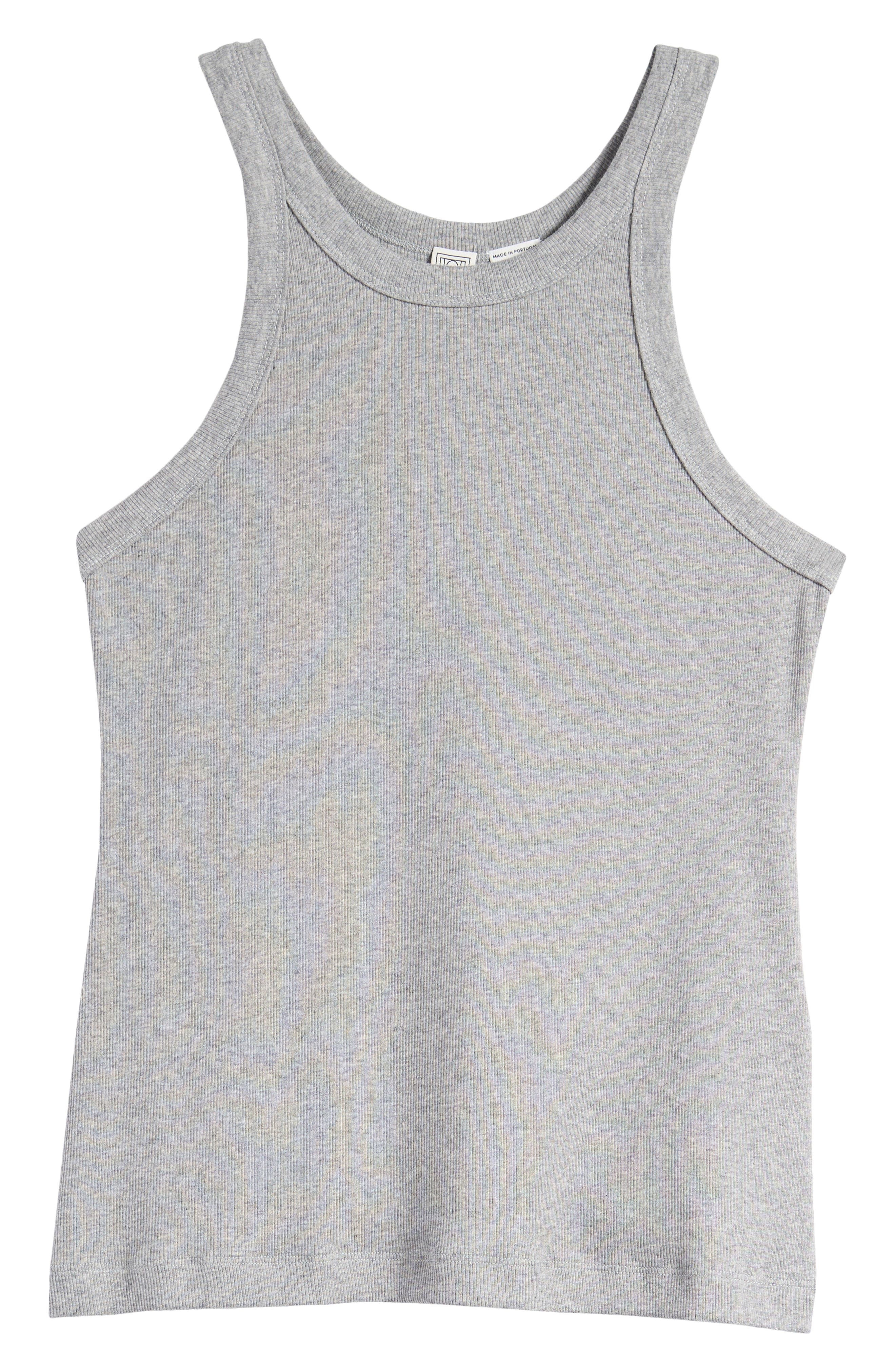 TOTEME Curved Rib Tank Top in Grey Melange 074 at Nordstrom - 5