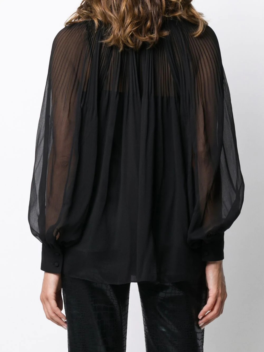 necktie pleated blouse  - 4