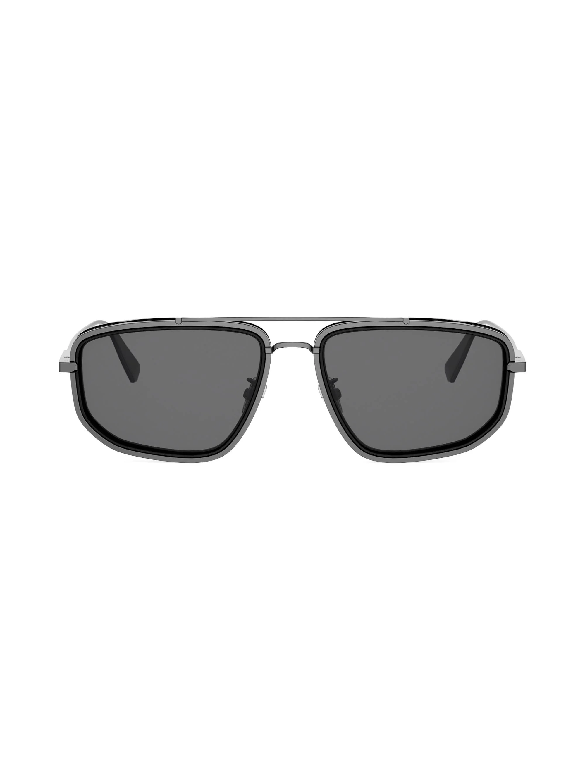Women's B. Zero1 57MM Rectangular Sunglasses - Shiny Dark Ruthenium Smoke - 1