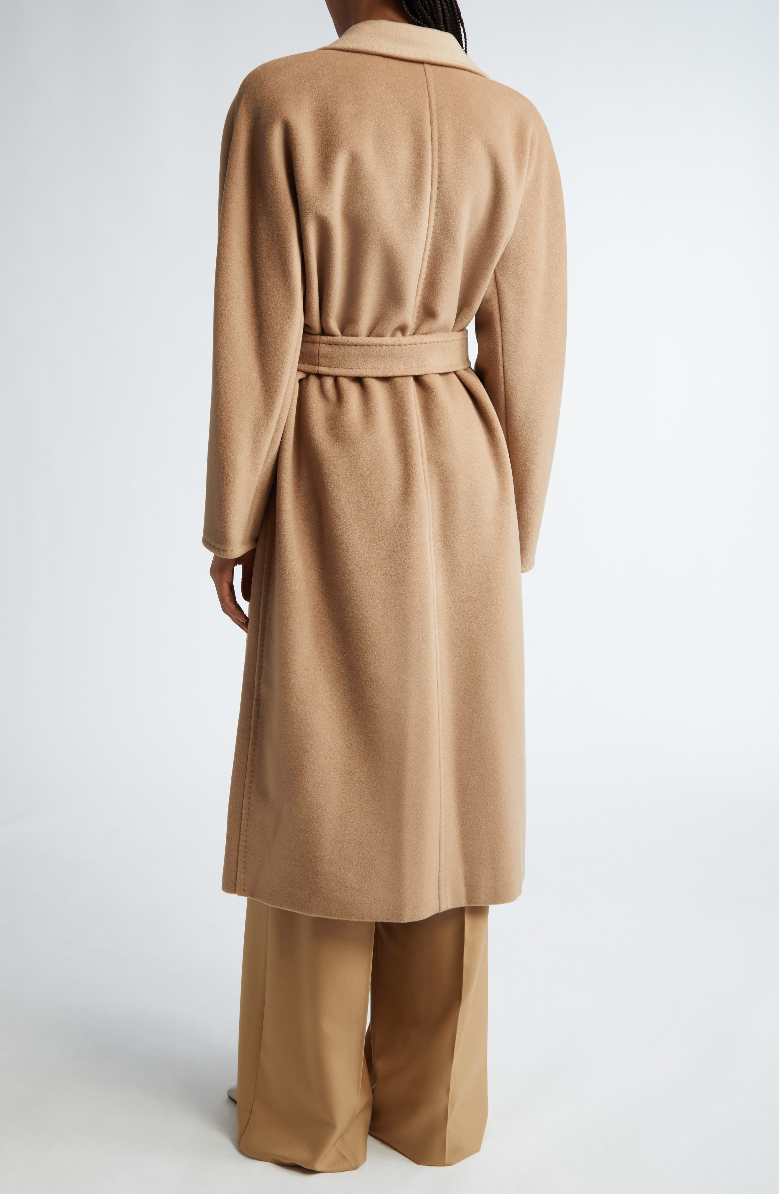 Max Mara Madame Double Breasted Wool & Cashmere Belted Coat in Camel at Nordstrom - 4