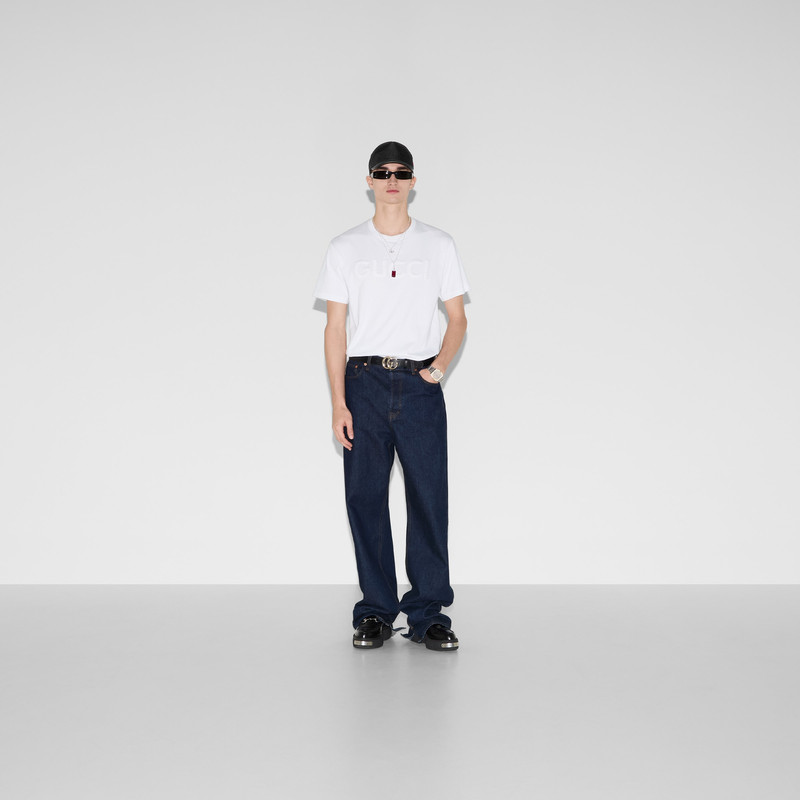 GUCCI Embroidered cotton jersey T-shirt outlook