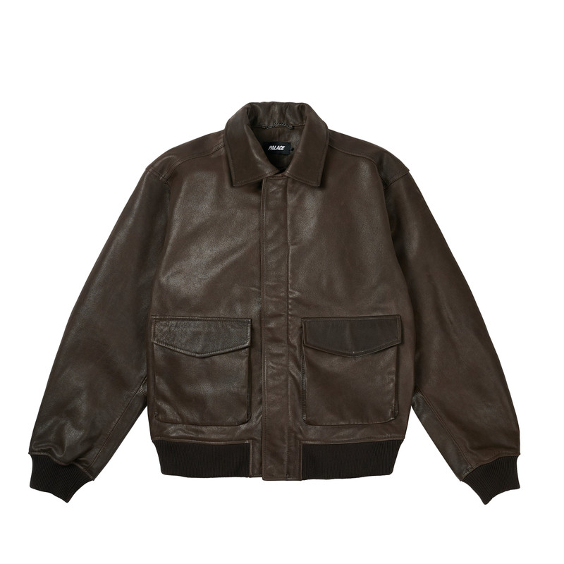 PALACE SUSANOO LEATHER FLIGHT JACKET BROWN outlook