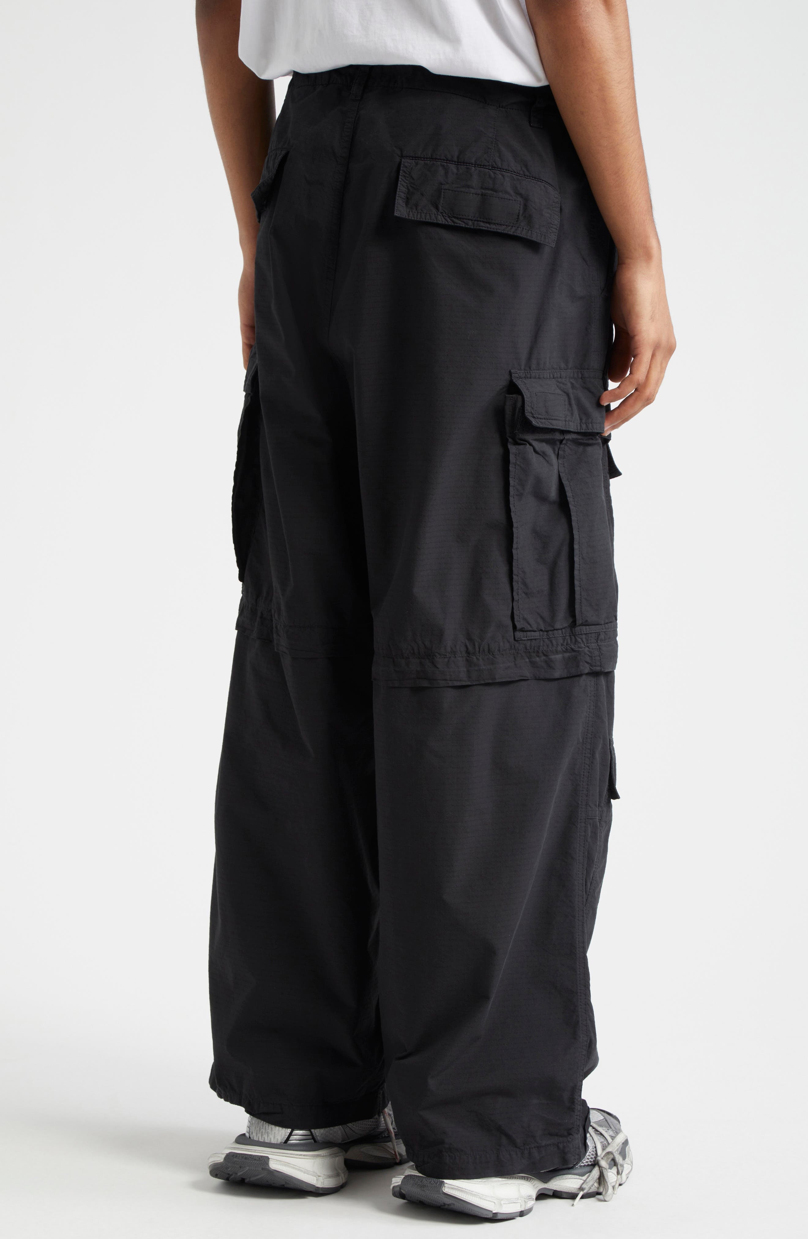 Balenciaga Oversize Cotton Ripstop Convertible Cargo Pants in 1000 Black at Nordstrom - 3
