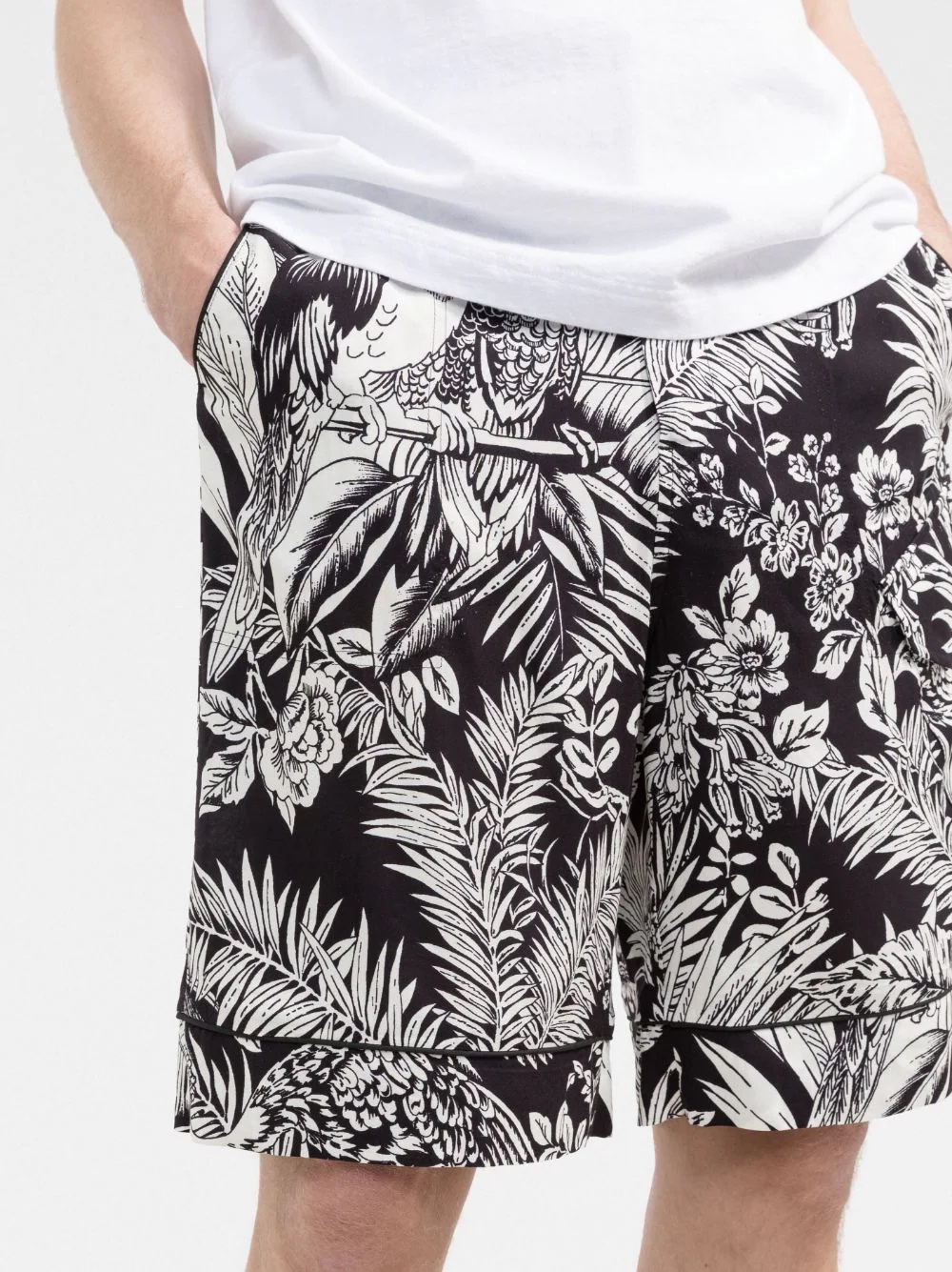 parrot-print track shorts - 3