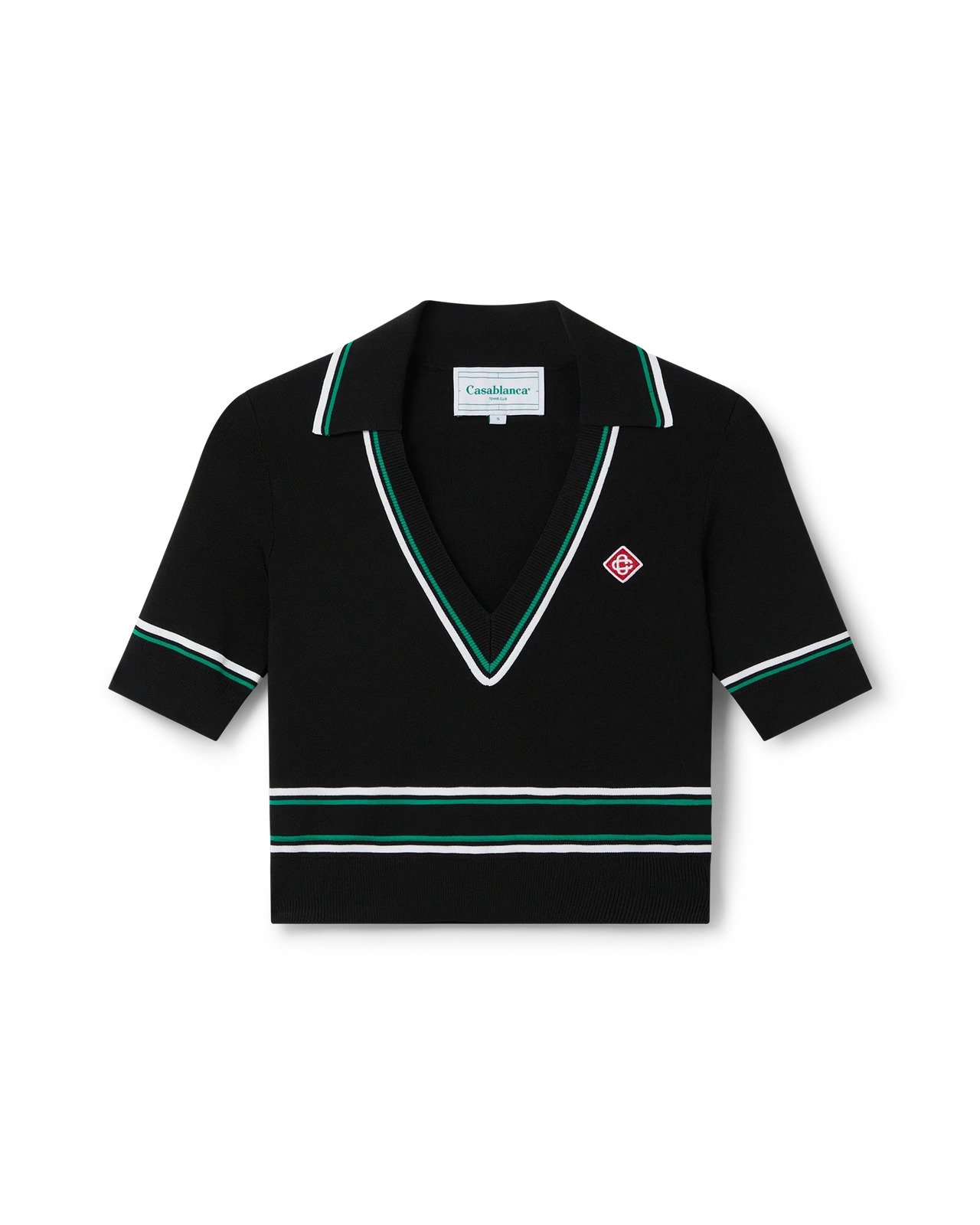 Cropped Knit Polo Shirt - 1