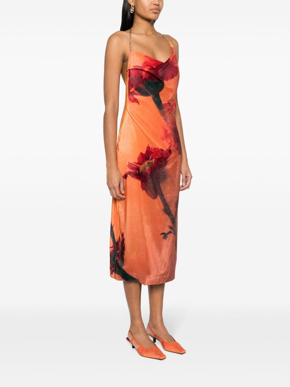 abstract-pattern print sleeveless dress - 3