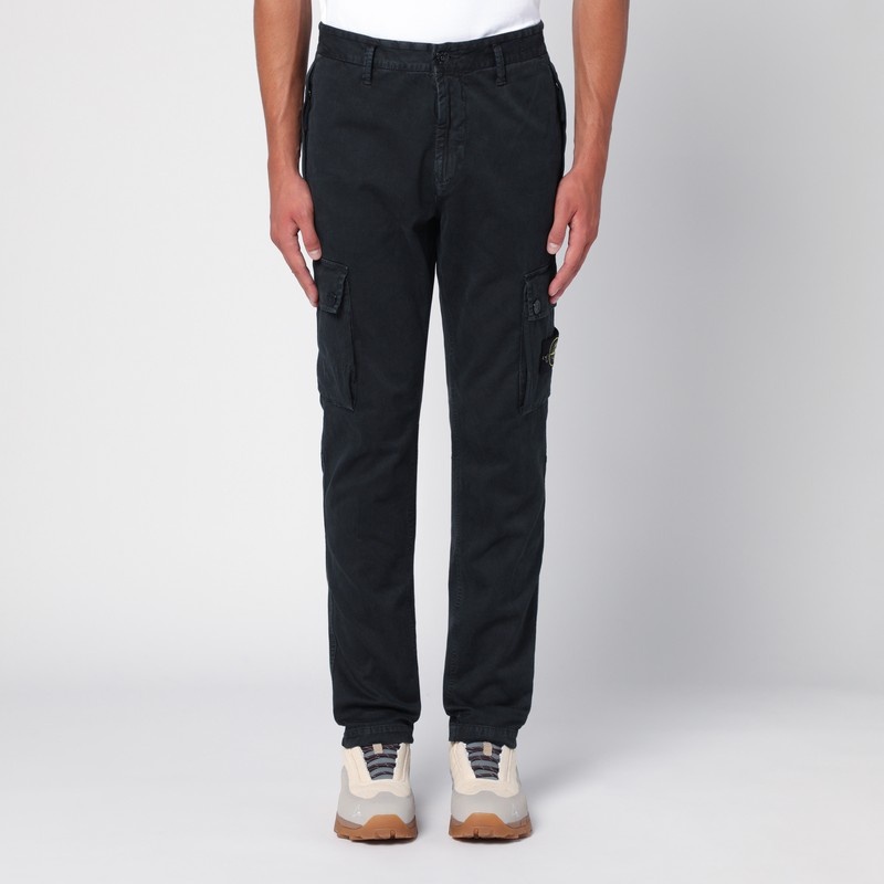 Black cotton trousers with logo - 1