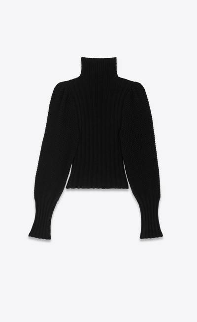 SAINT LAURENT high-neck ribbed sweater in wool outlook