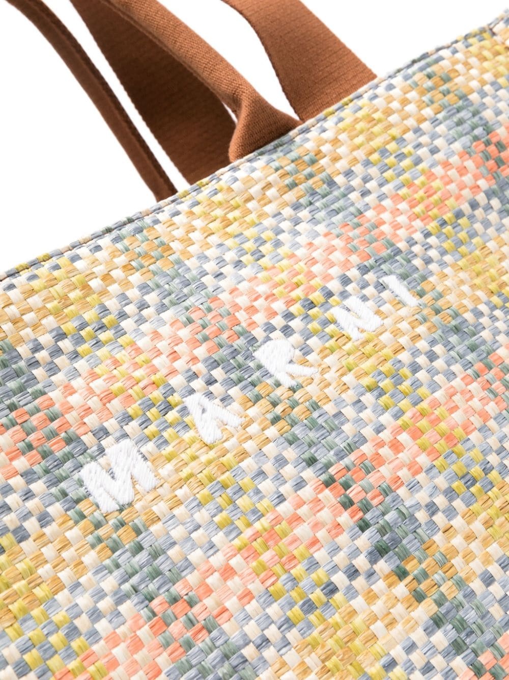 checkerboard raffia tote bag - 4