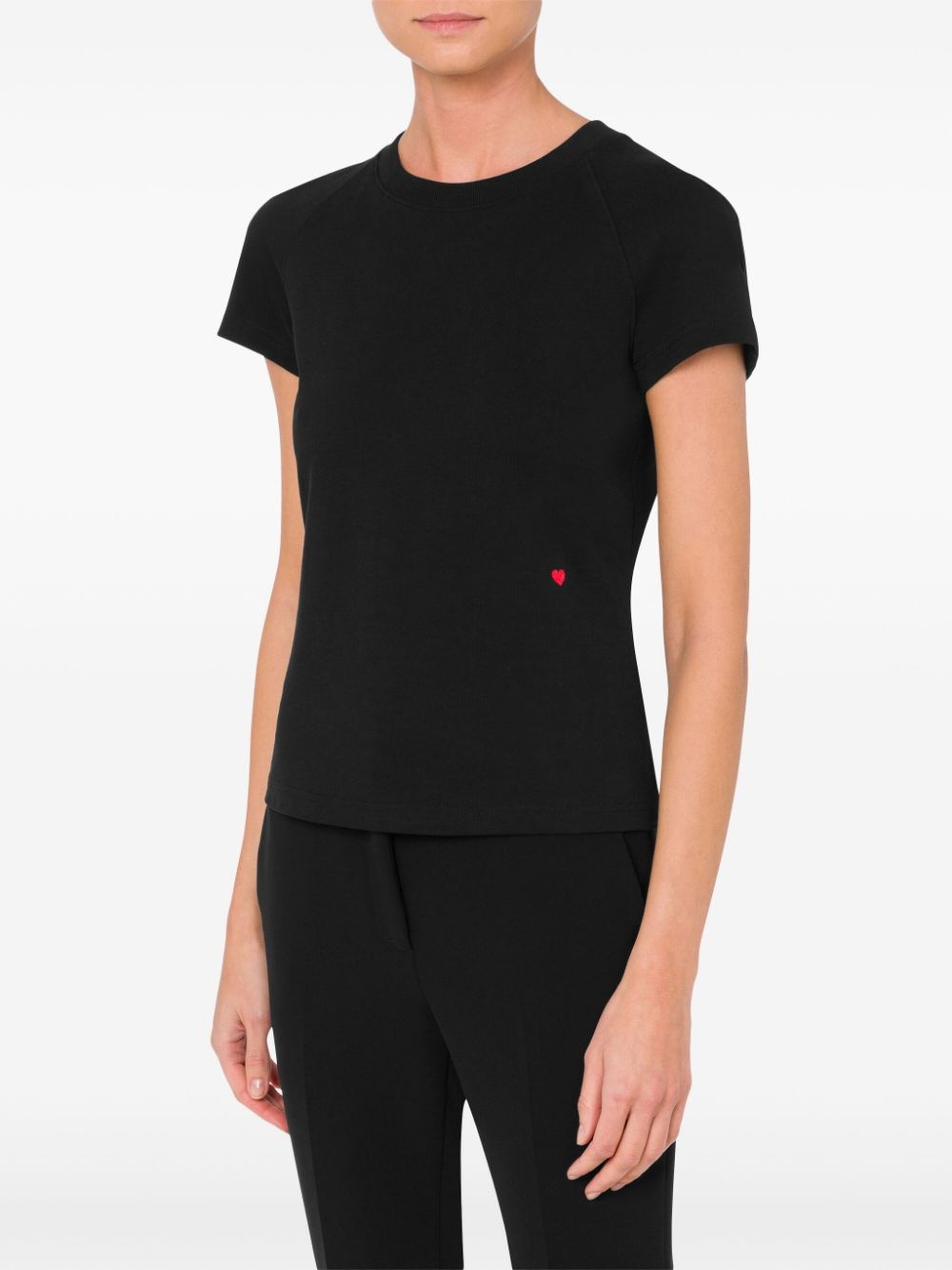 heart-embroideired cotton T-shirt - 2