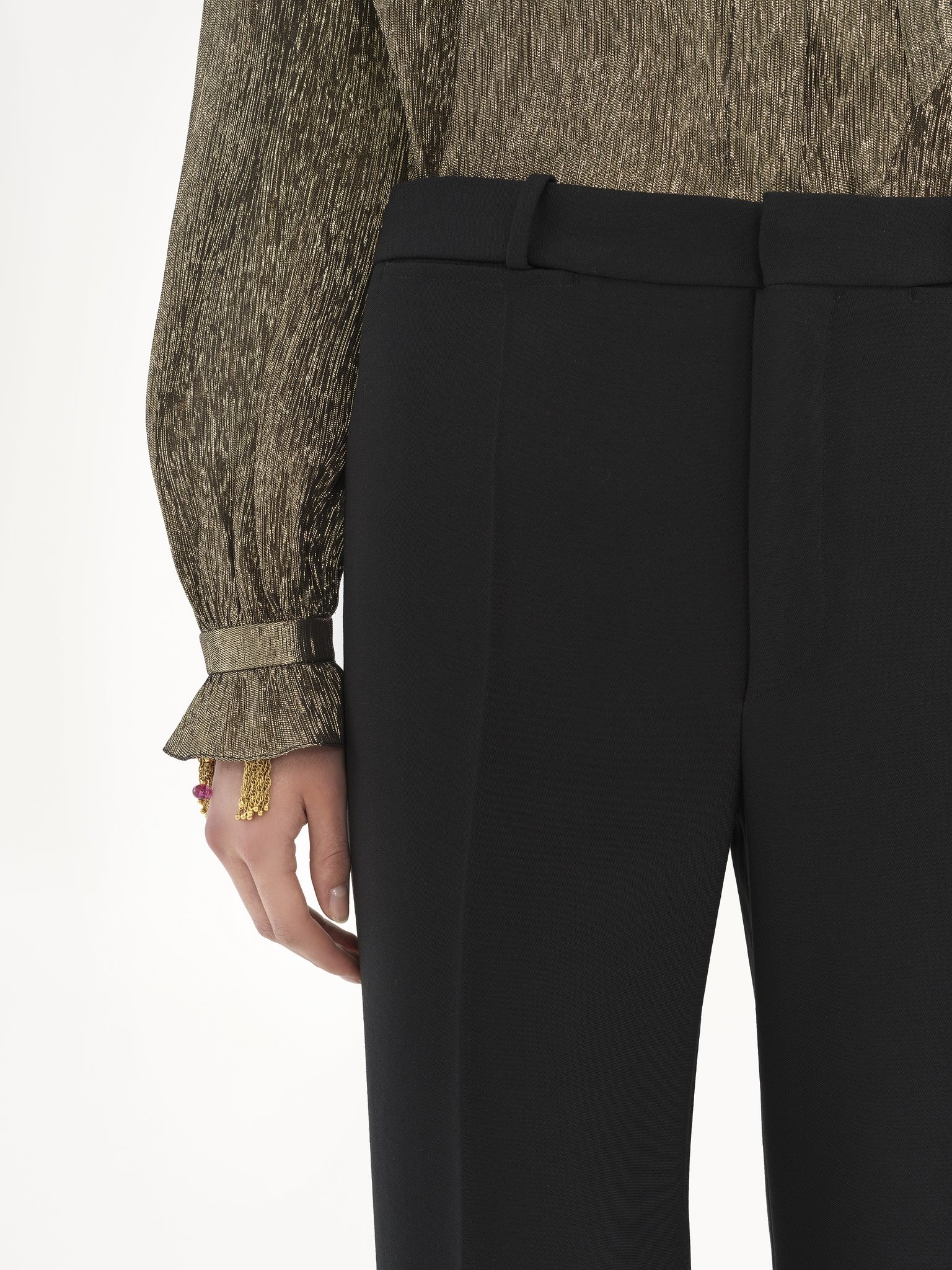 FLARED TAILORED PANTS IN WOOL GRAIN DE POUDRE - 6
