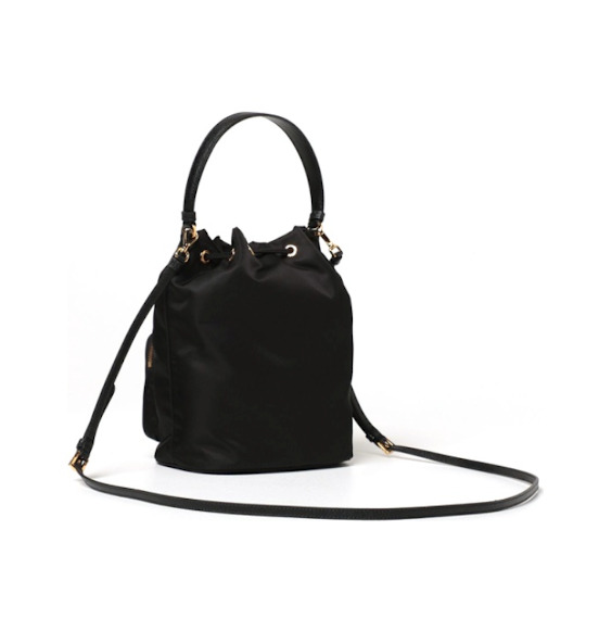 PRADA Duet Re-Nylon bucket bag 'Black Gold' 1BH038-RV44-F0002 - 2
