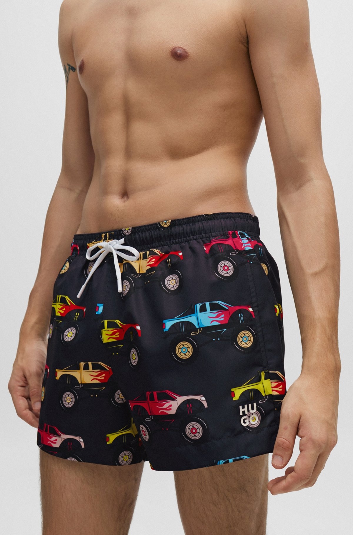 QUICK-DRY SWIM SHORTS WITH MONSTER-TRUCK PRINT - 3