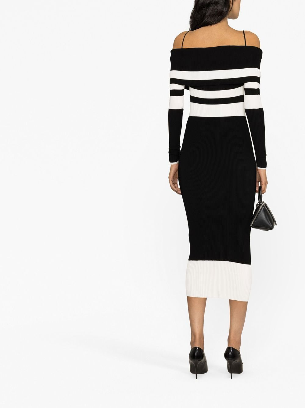 striped off-shoulder knitted dress - 4
