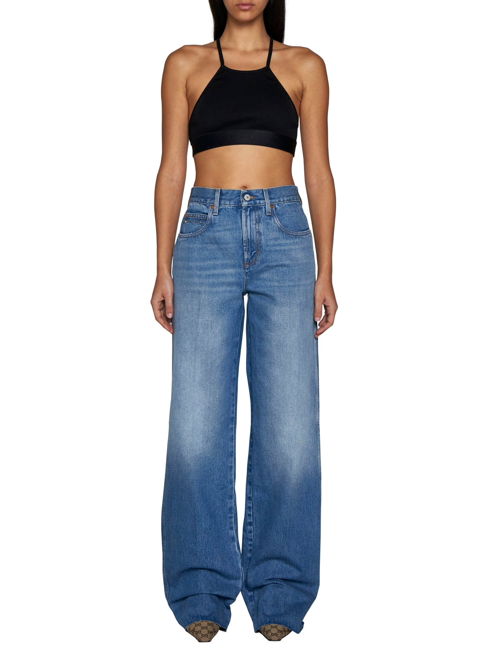 Gucci Women Logo-Plaque Jersey Crop Top - 2