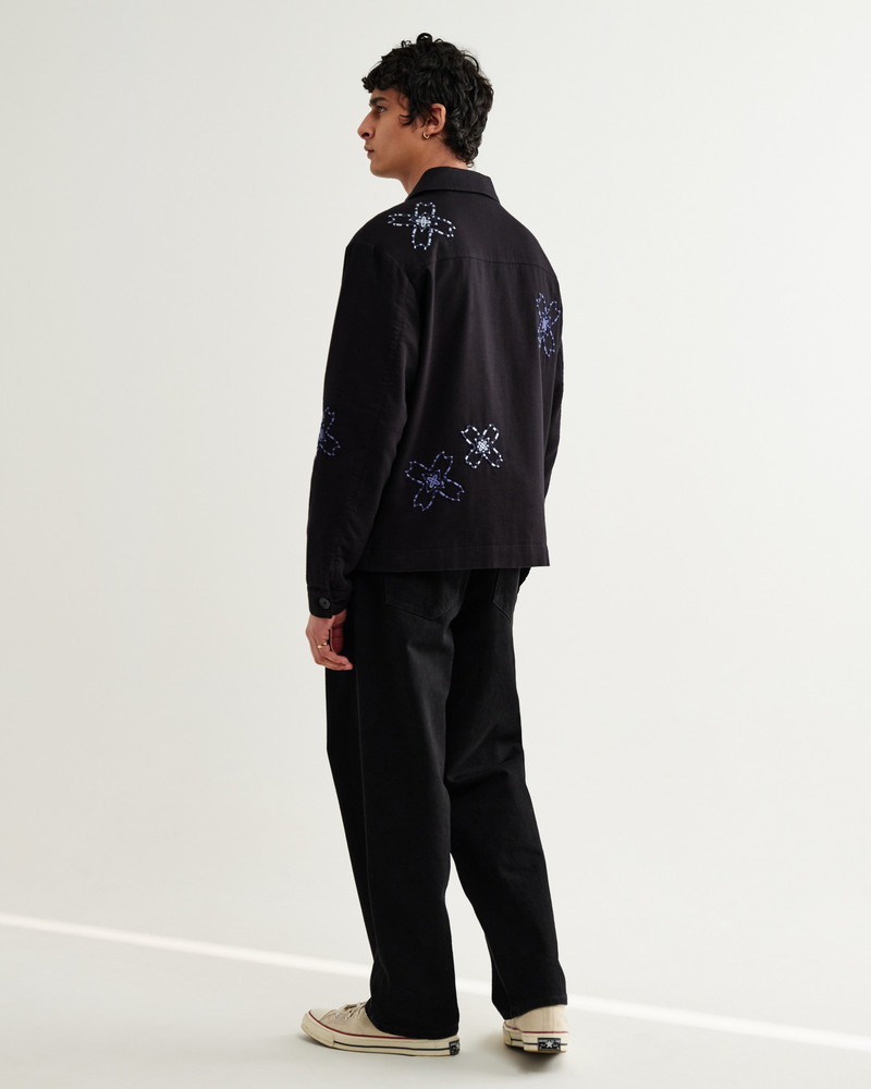 Eldon - Black Floral Embroidered Cotton Twill Jacket 8