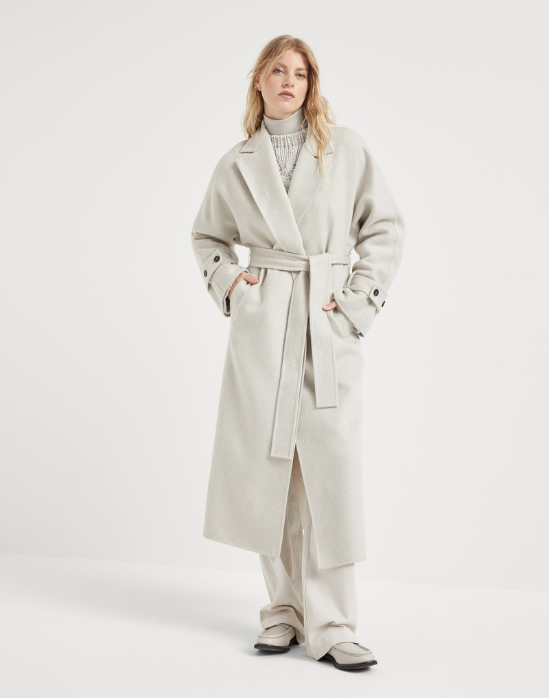 Hand-crafted coat in cashmere double beaver cloth with monili 1