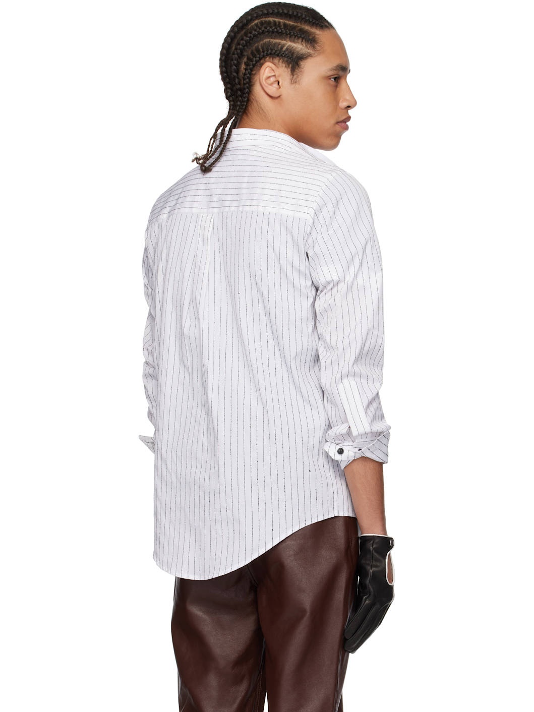 White & Black Pin Stripe Classic Shirt - 3