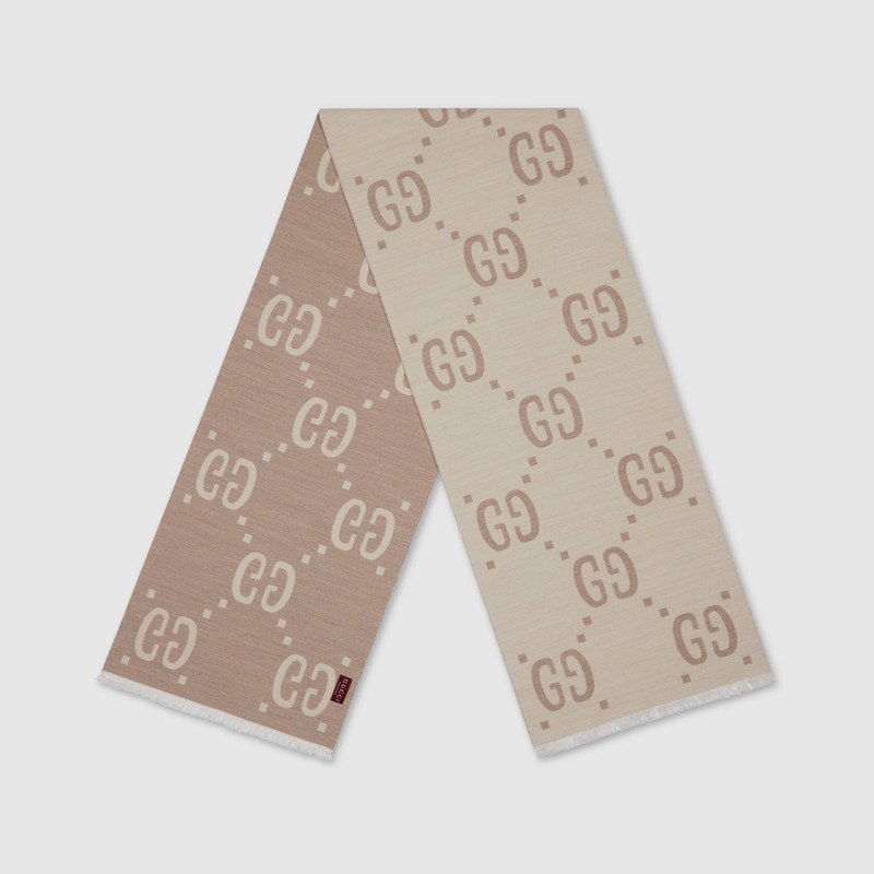 GUCCI GG jacquard wool silk scarf outlook