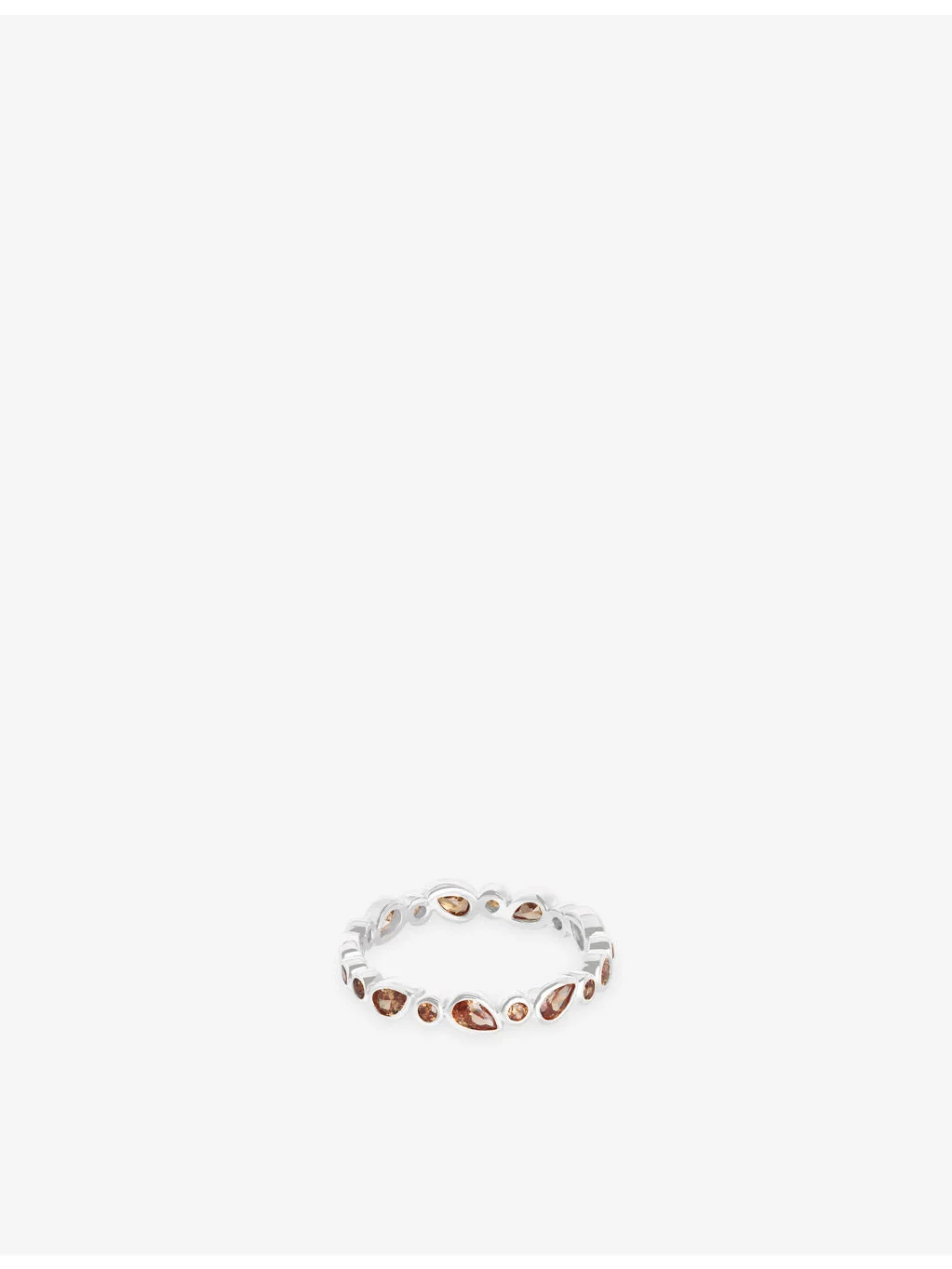 Sunset Pear Rhodium-Plated Sterling-Silver and Cubic Zirconia Band Ring - 1