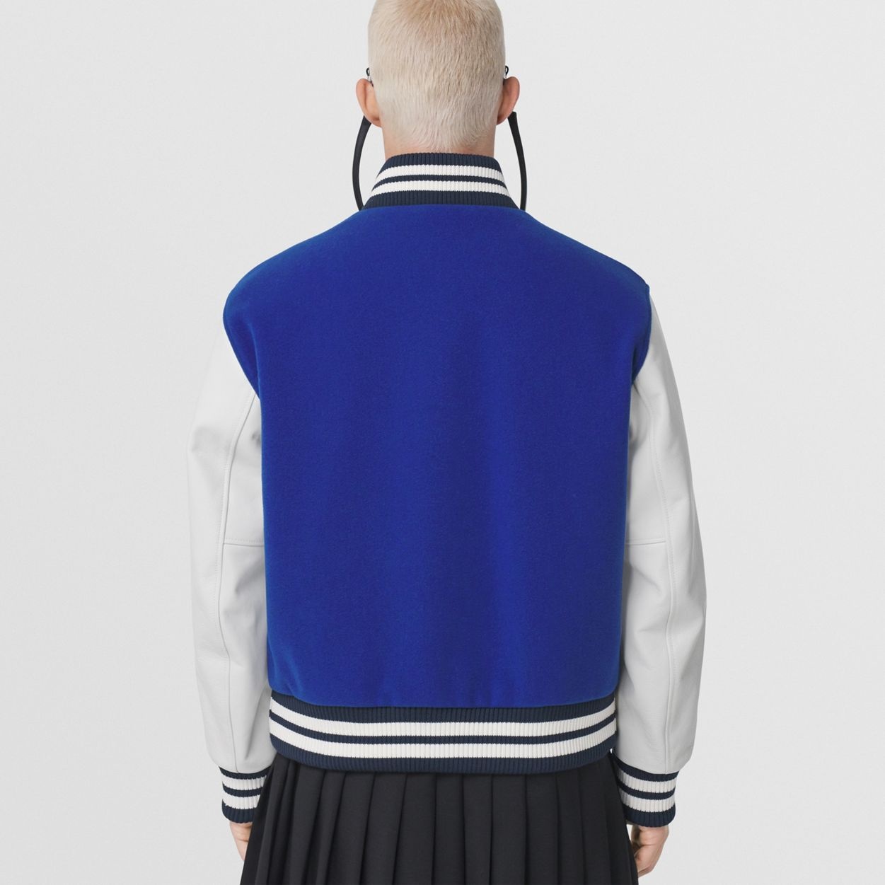 Letter Graphic Technical Wool and Leather Bomber Jacket - 3