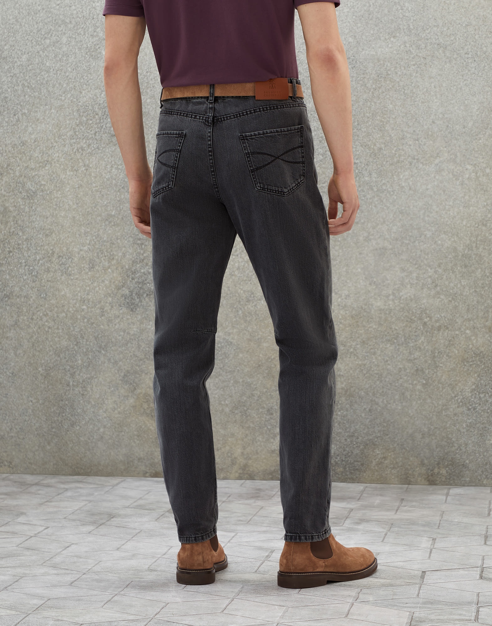 Dark grey denim leisure fit five-pocket trousers - 2