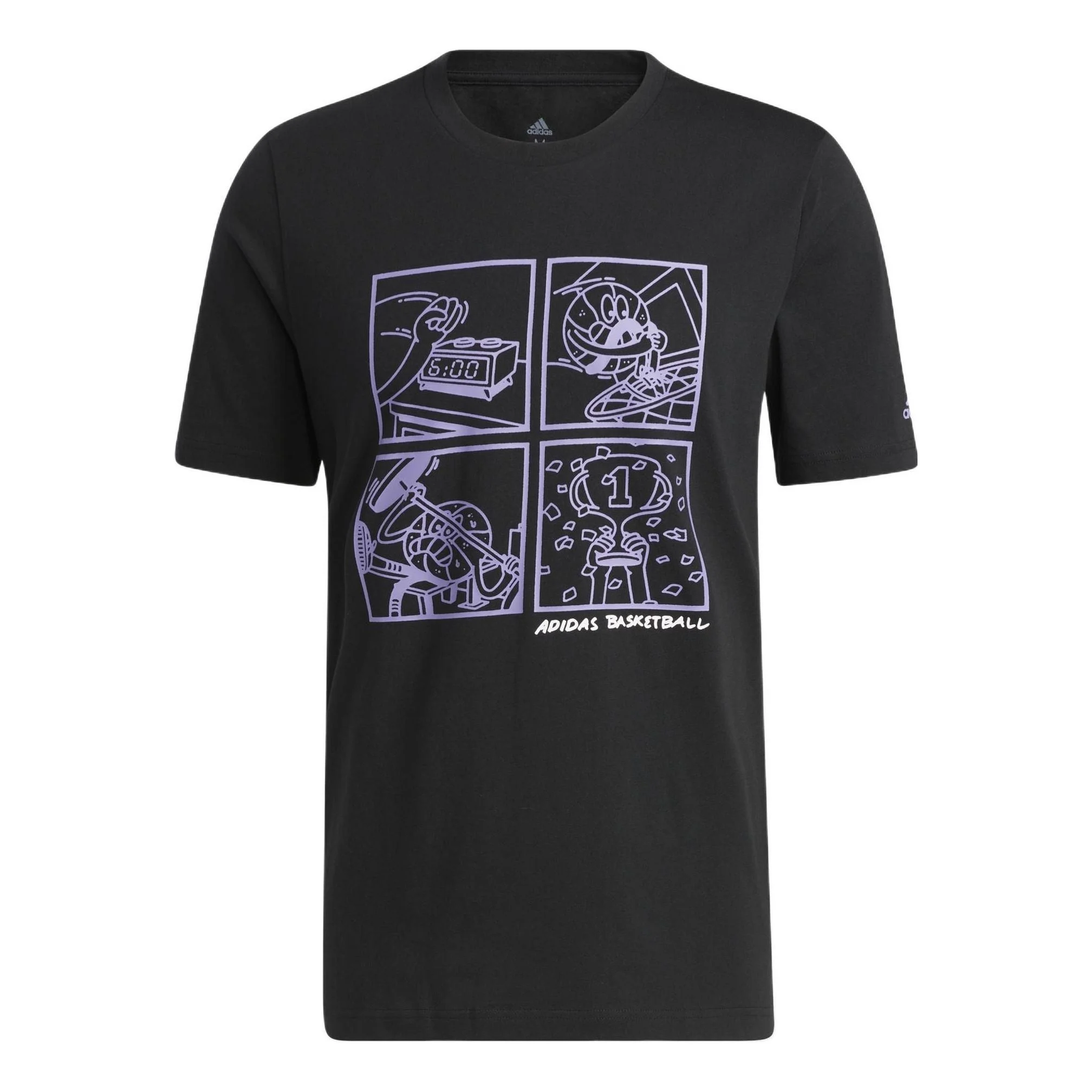 adidas Cartoon Pattern Basketball Sports Pullover Short Sleeve Black HF8164 - 1