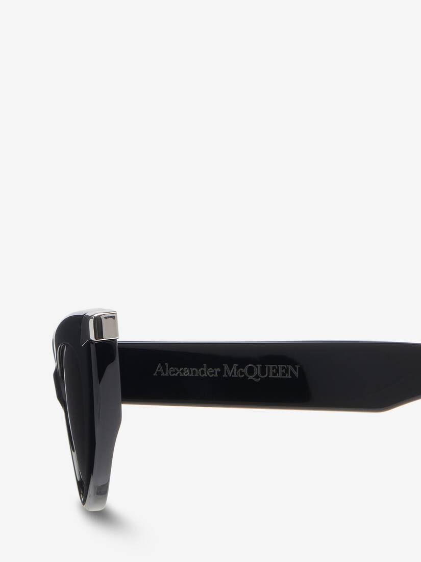 Women's Punk Rivet Cat-eye Sunglasses in Black/smoke - 5