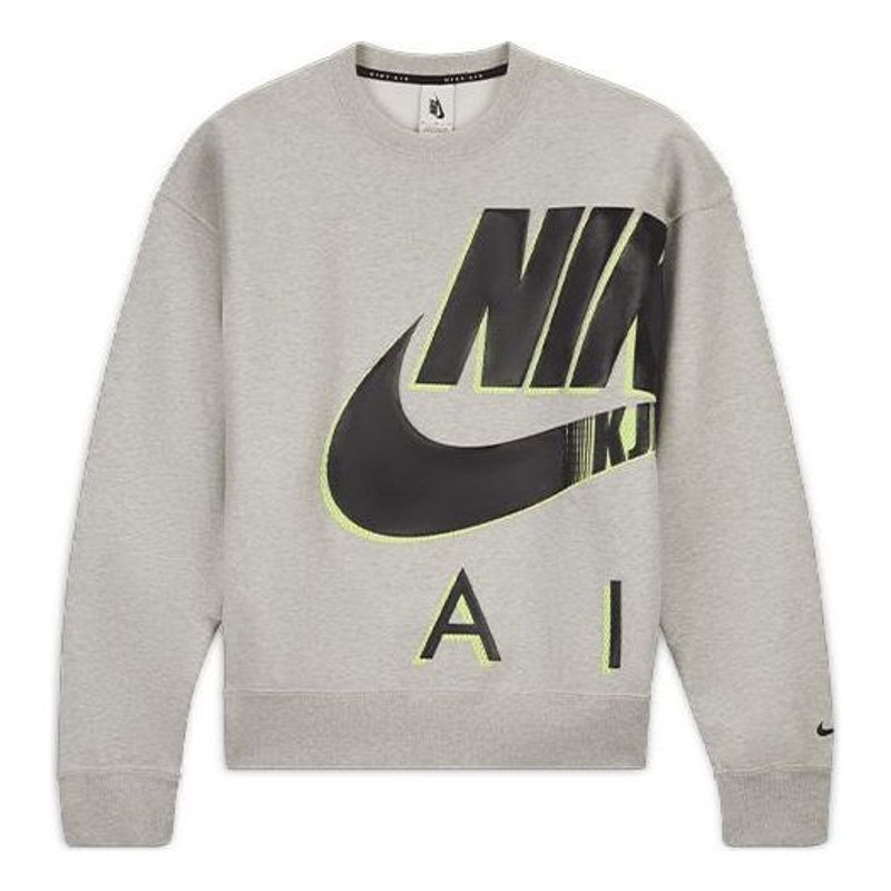 Nike Air x Kim Jones Crossover Logo Printing Fleece Round Neck US Edition Couple Style Gray DD0692-0 - 1