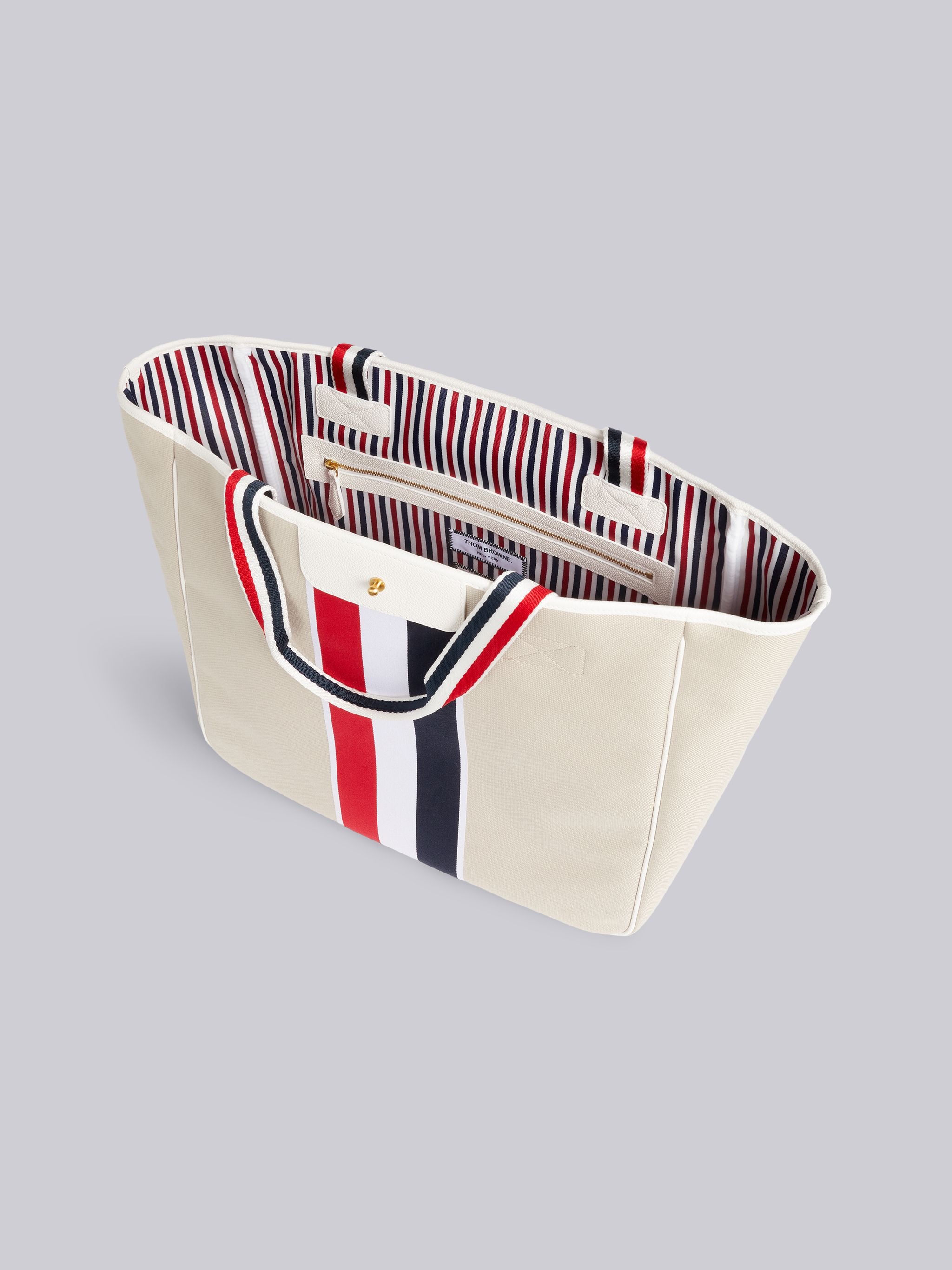 Natural Cotton Canvas Jacquard Stripe Hunting Tote - 5