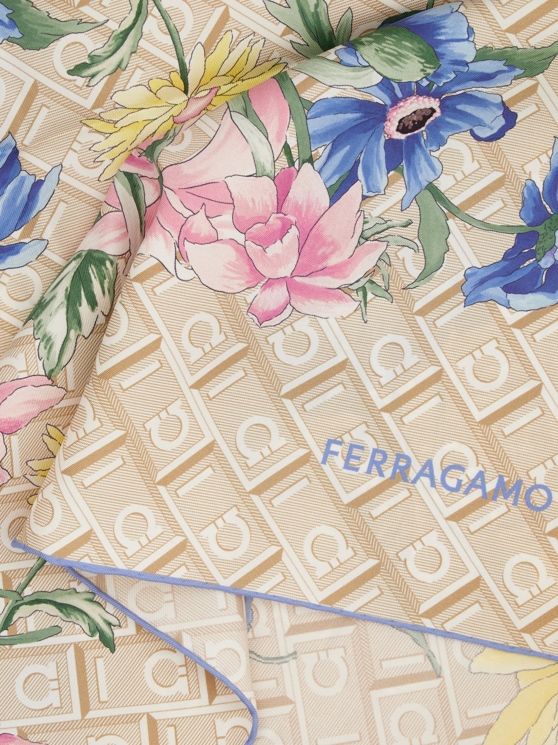 Bouquet print silk scarf - 2