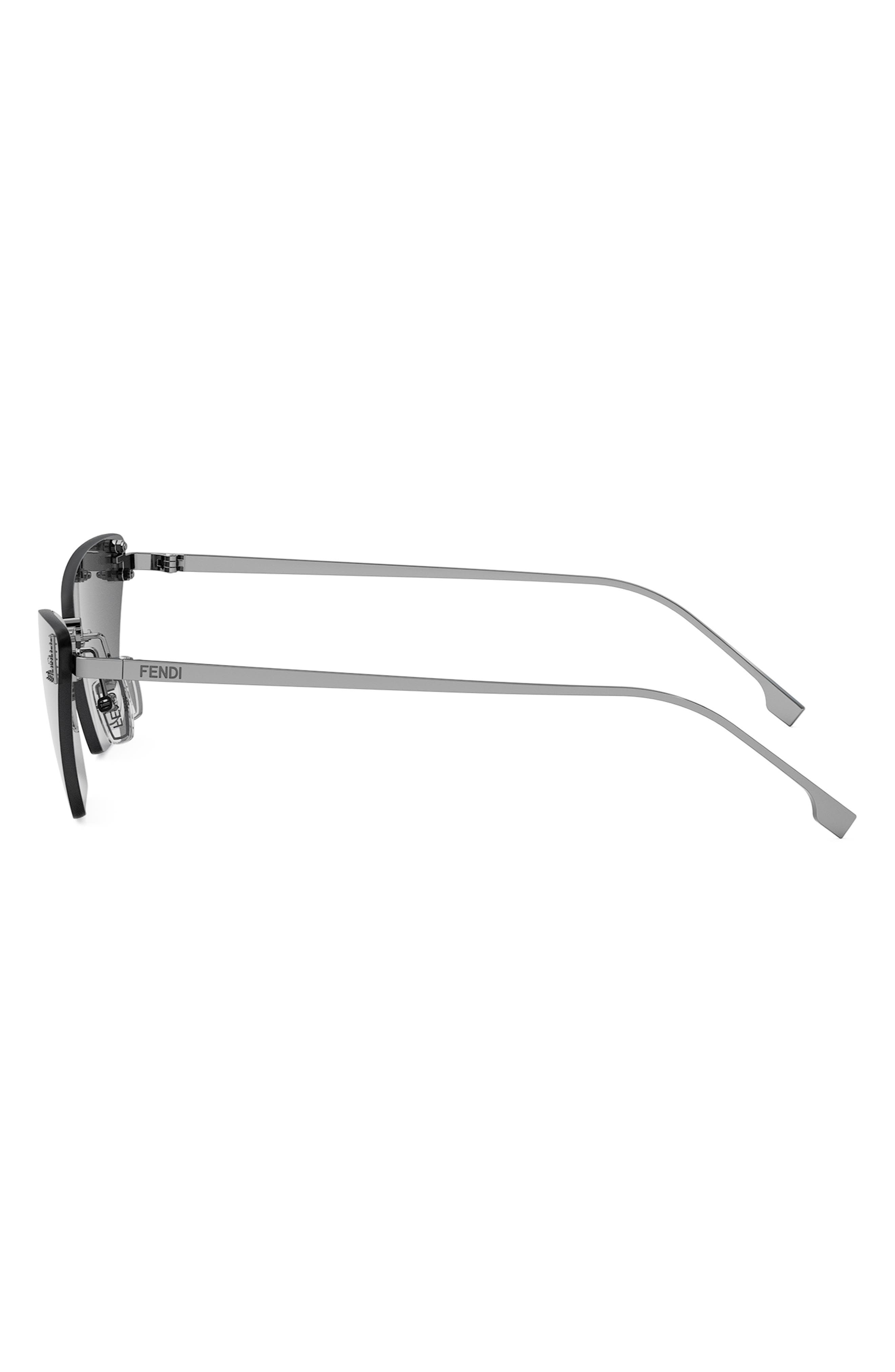 Fendi First Crystal 57mm Cat Eye Sunglasses in Shiny Light Ruthenium /Smoke at Nordstrom - 4
