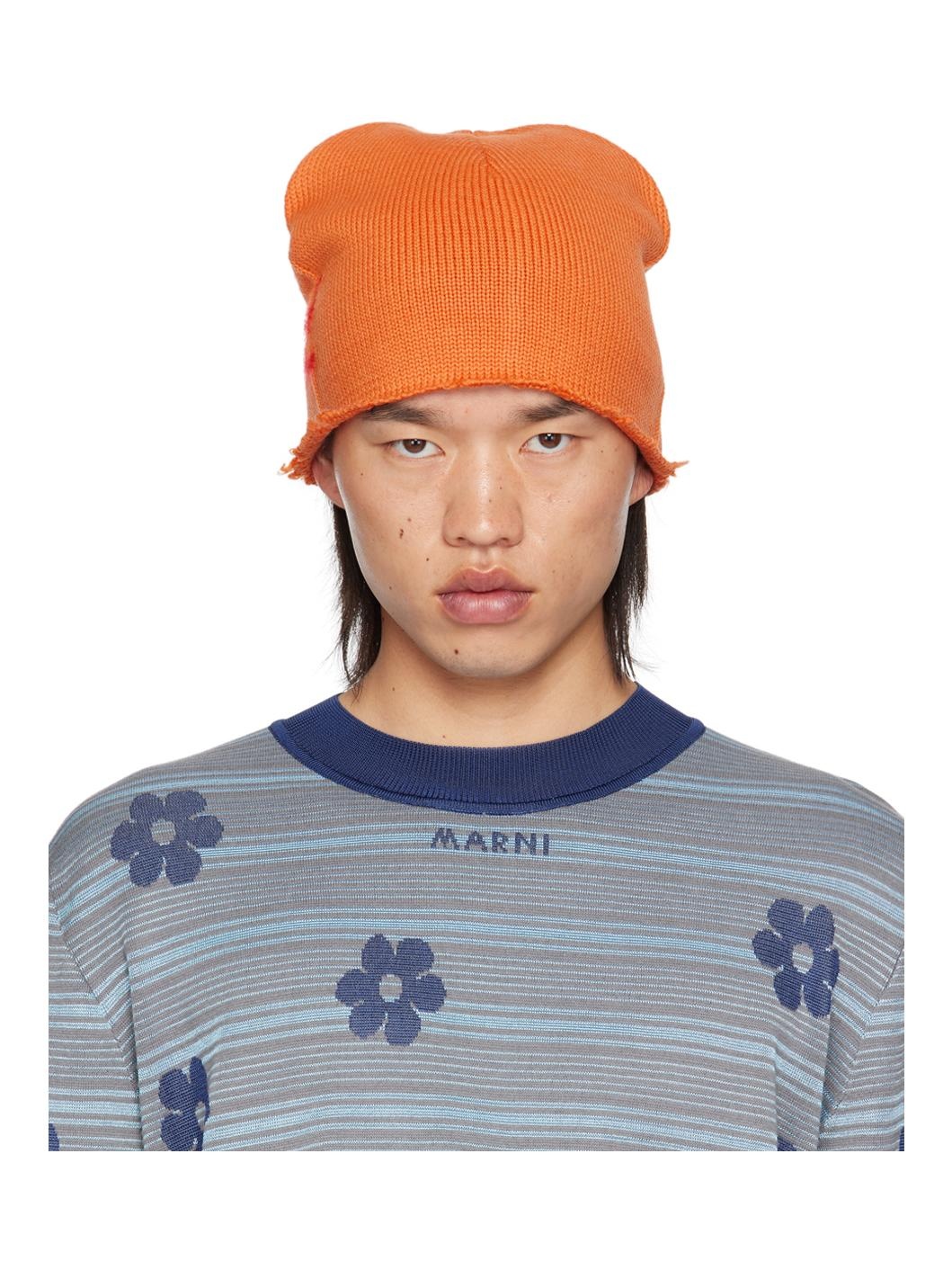 Orange Mohair Logo Beanie - 1