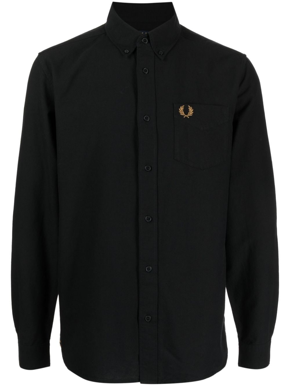 logo-embroidered cotton shirt - 1