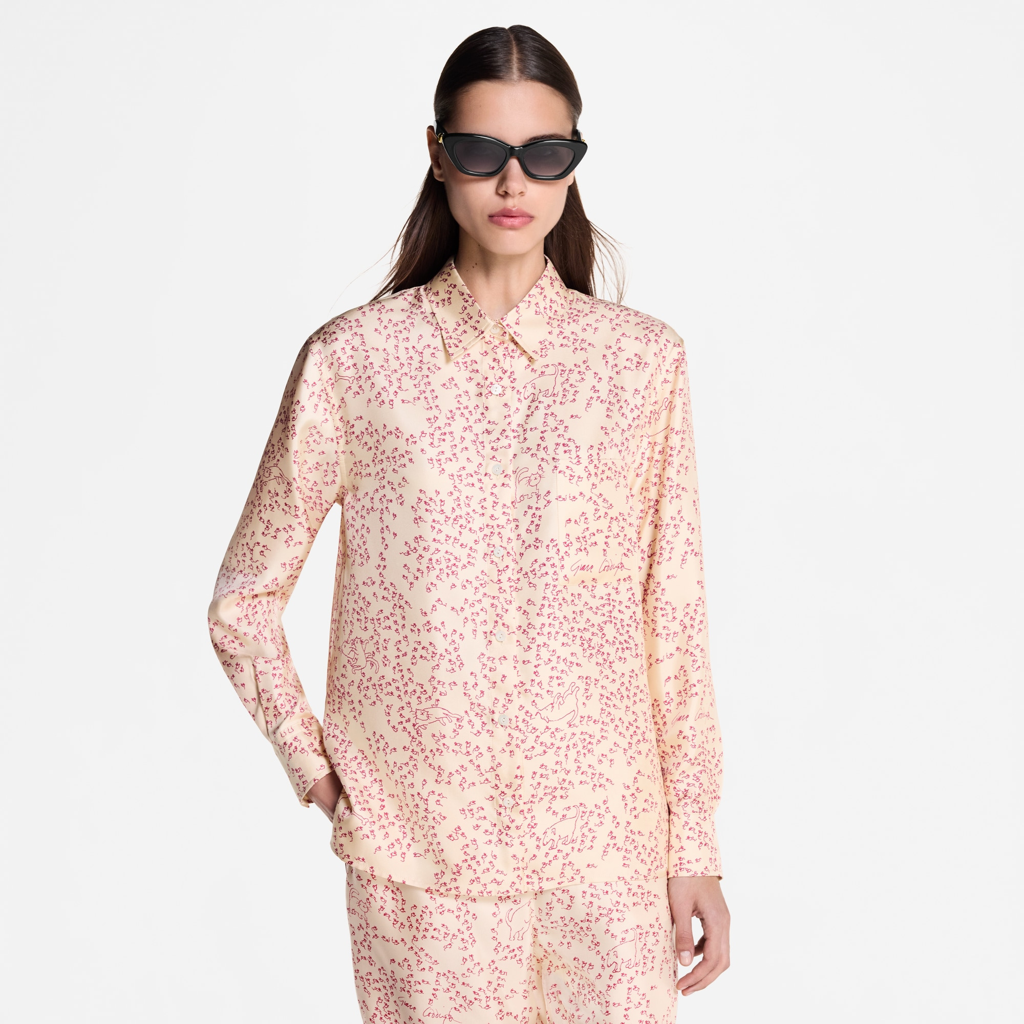 Cat-and-Mouse Print Silk Shirt - 4
