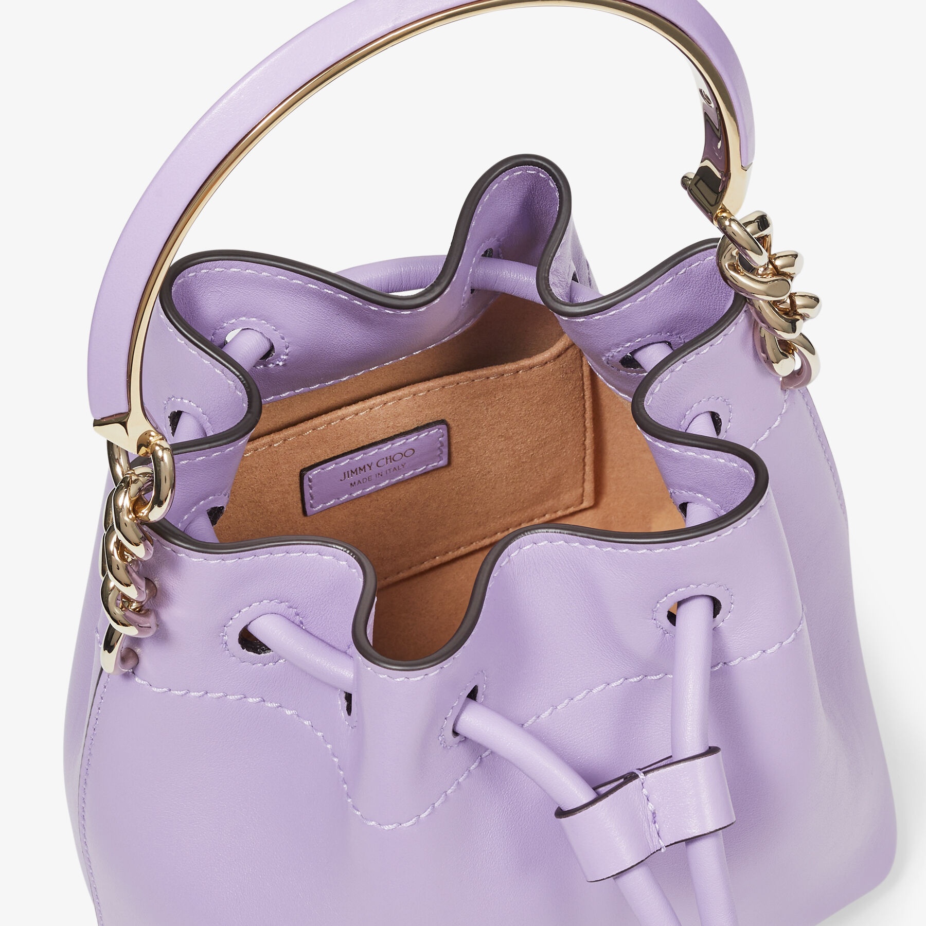 Bon Bon Bucket/s
Wisteria Soft Shiny Calf Leather Bucket Bag - 4