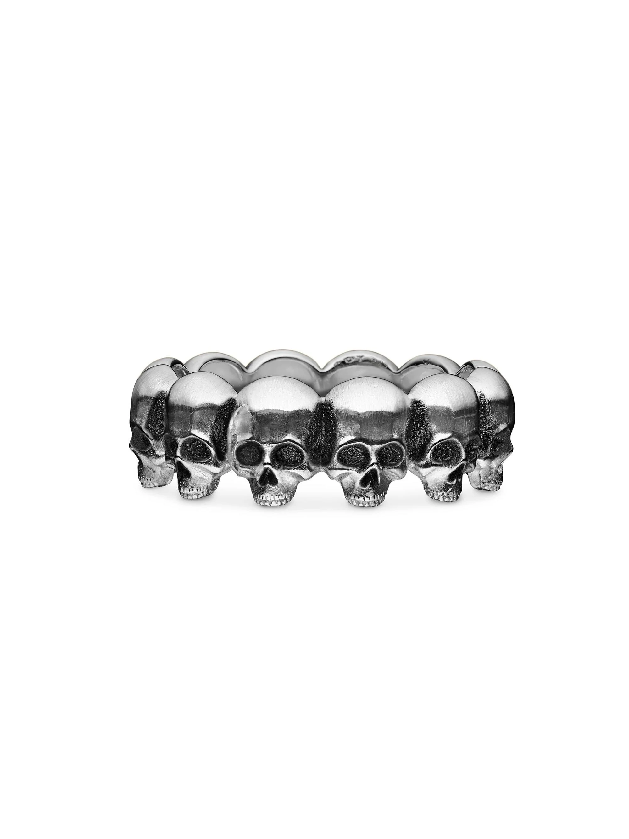 Men's Memento Mori Skull Band Ring in Sterling Silver, 8.5MM - Sterling Silver - 1