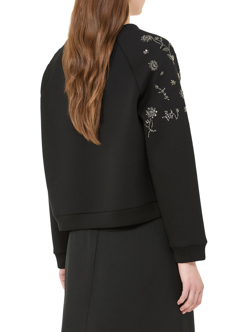 Women's Embroidered Scuba Jersey Sweatshirt - Black 5