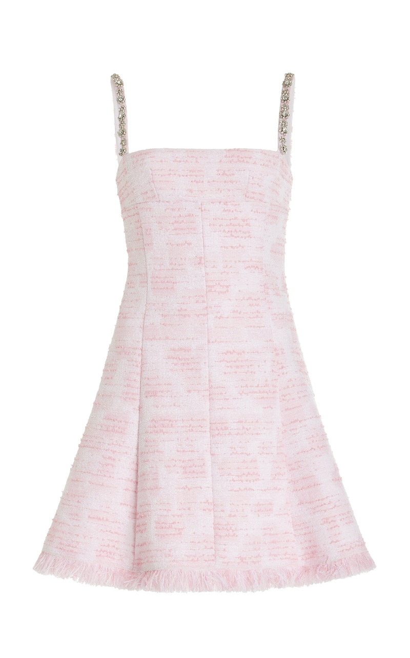 oscar mini dress pink Scalloped Sequin Mini Dress By Oscar De La Renta