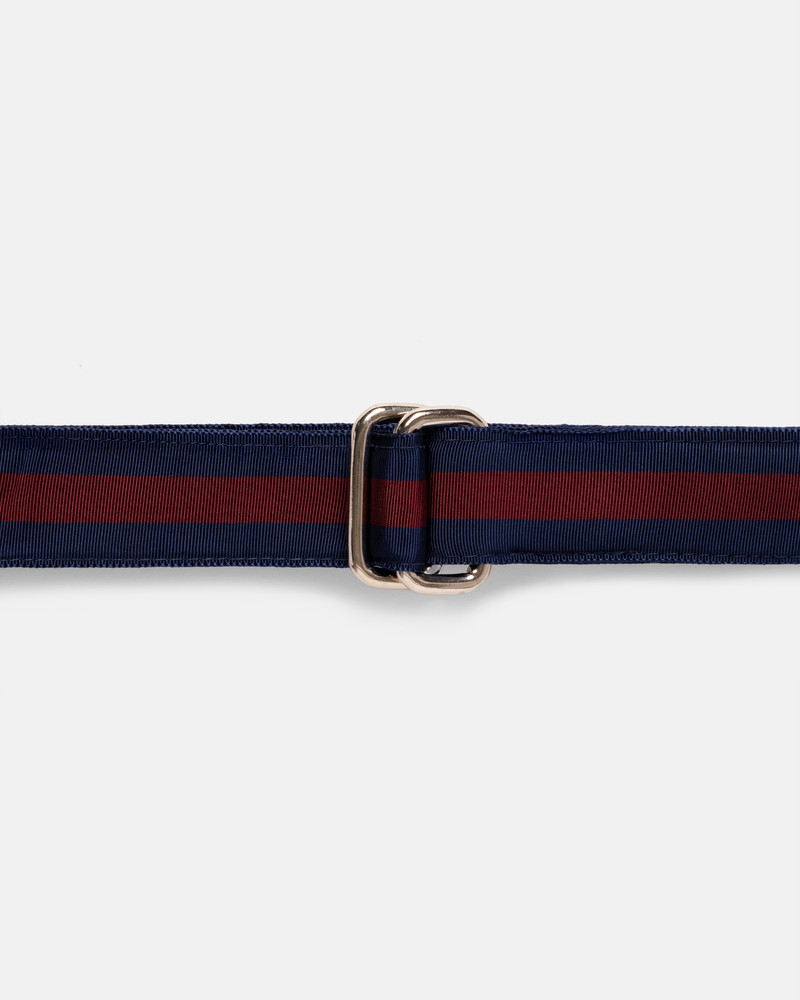 J. PRESS MADE-IN-USA NAVY & BURGUNDY STRIPED GROSGRAIN RIBBON BELT outlook