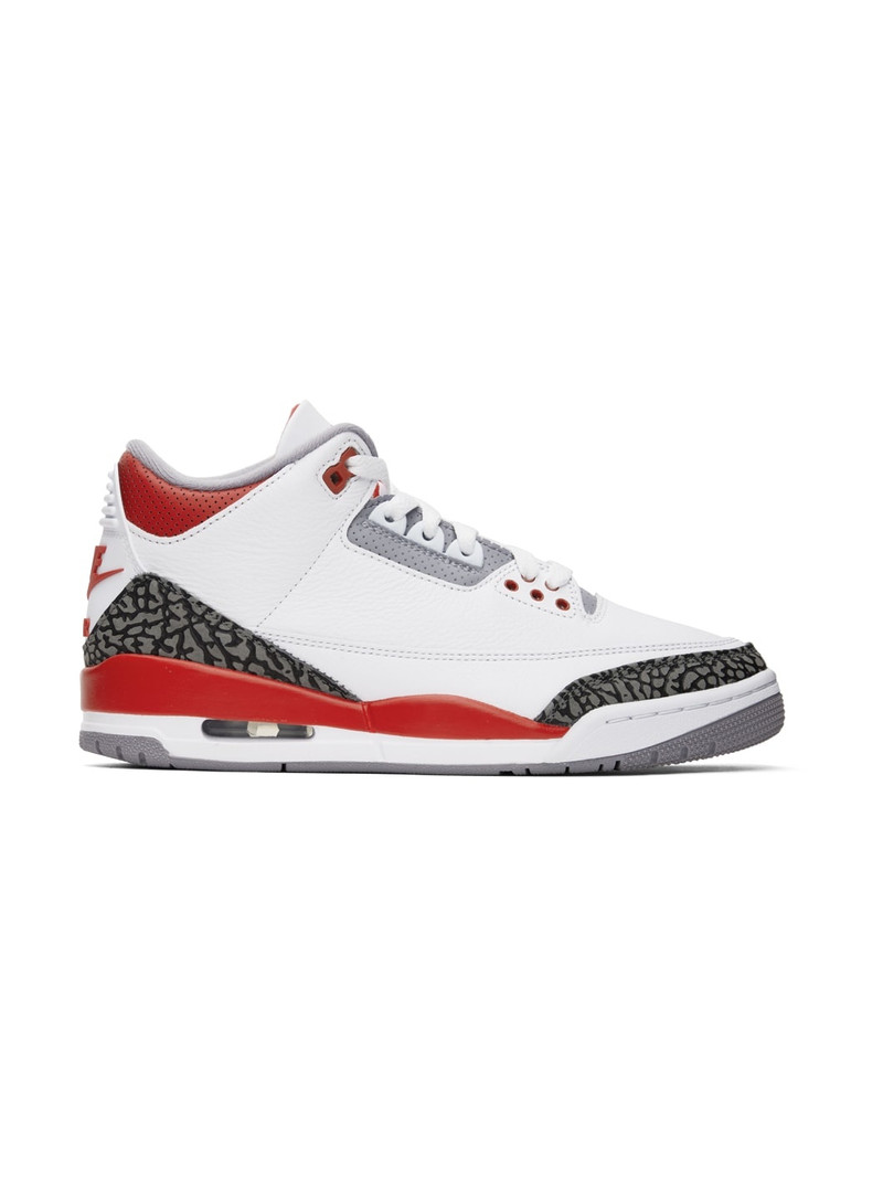 White & Red Air Jordan 3 Retro Sneakers - 1